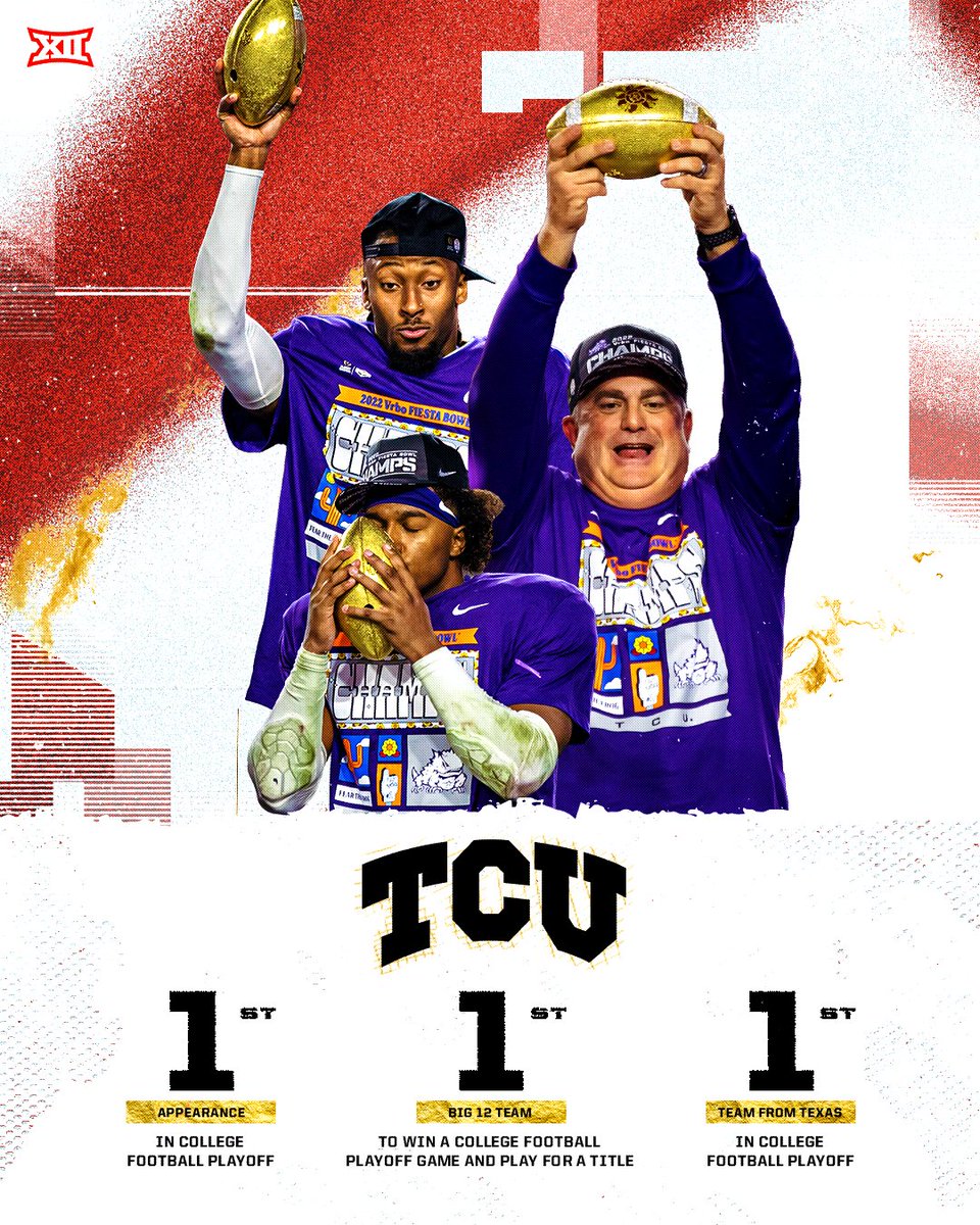 Big12Conference's tweet photo. A historic season for *first* year head coach Sonny Dykes and @TCUFootball

...And they're not done yet 😈

#Big12FB x #NationalChampionship https://t.co/NT2zoMoM9k