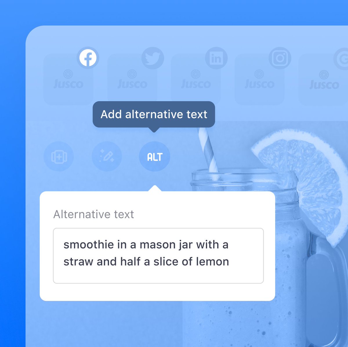 PlanableApp's tweet photo. A lot of you have been waiting for this💥
We implemented #AltText for all image posts on Facebook, LinkedIn, and Twitter (for now). Keep it brief and to the point: its role is to provide a clear&concise description of the information in the image. #PlanableApp #accessibility https://t.co/bgGXq5XjGN