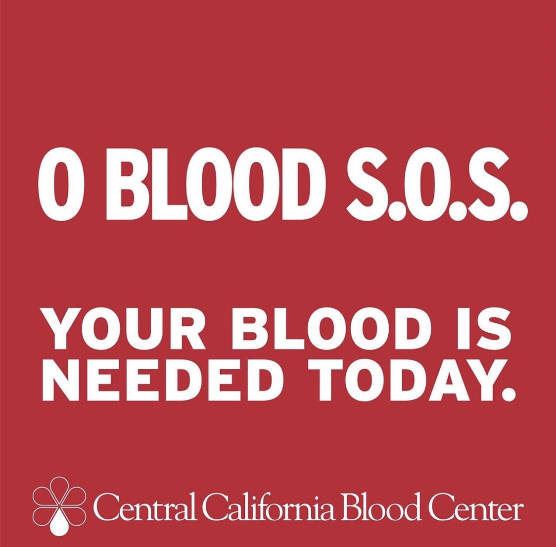 GracielaABC's tweet photo. The Central California Blood Center is sending out an 🆘 They only have a *one day* supply of O positive and O negative blood. PLEASE stop by any of their valley locations to donate. #SaveLives #CriticalNeed https://t.co/MdI872ItWF