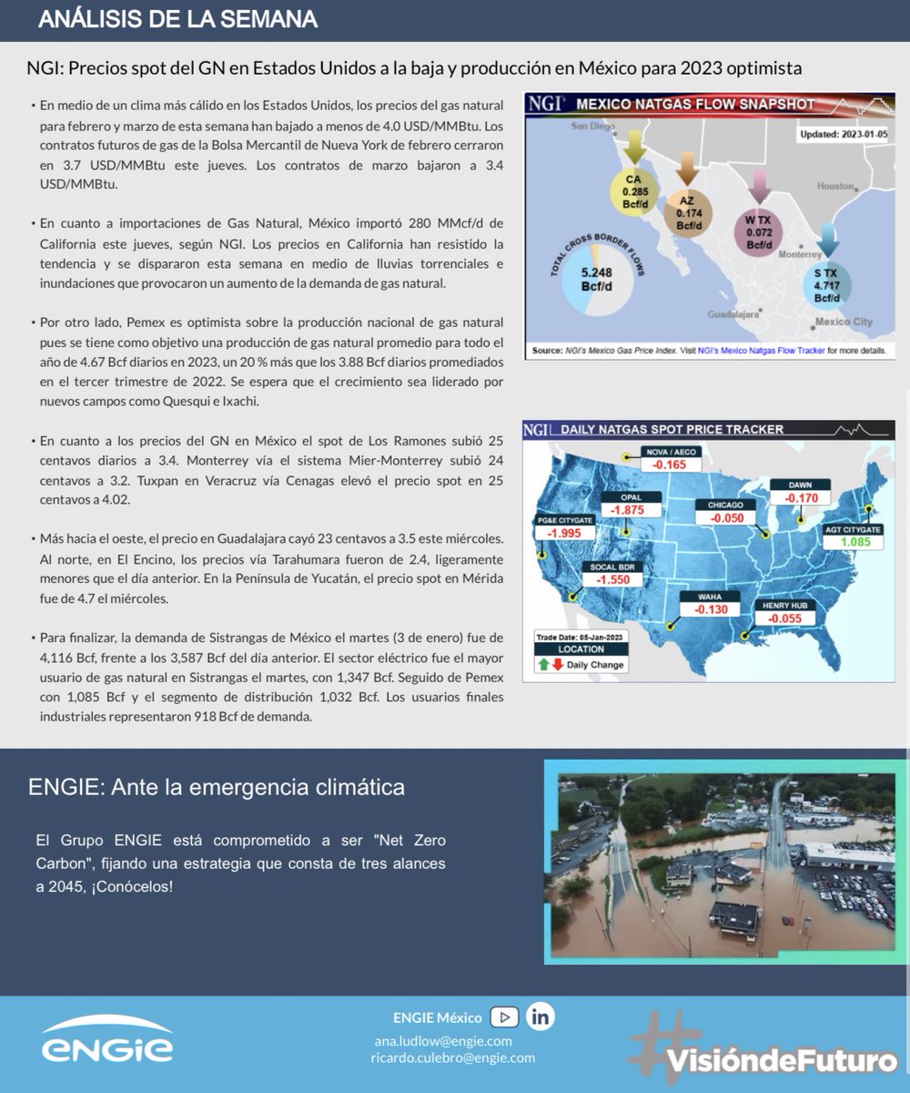 Industriales de México 🇲🇽, les compartimos el reporte semanal Gas &amp; Power elaborado por Engie Mexico👇🏼

#VisiónDeFuturo