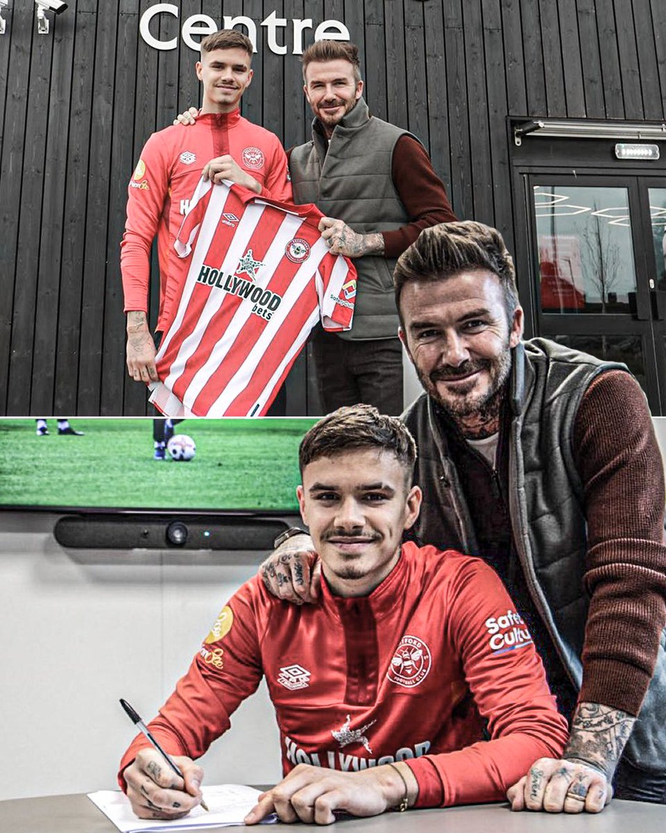 Romeo Beckham pictured with his No. 1 fan after signing for Brentford ❤️

(📸: romeobeckham/Instagram)
