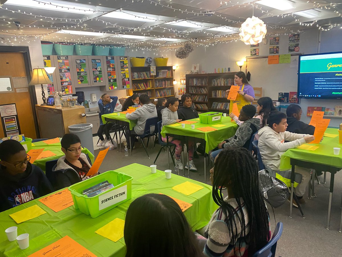 5th Grades Genre study at Genre Juice today was amazing ! The students loved “tasting” different books and trying different juices 🙌🏼 So important to get students excited about reading, and finding books they love 💕 <a href="/Comptoncubs/">Compton Elementary</a> #MakeAnImpact <a href="/COBB_ELA/">Cobb ELA</a> @lairbeth1 <a href="/ACLittle23/">Amber Little</a>