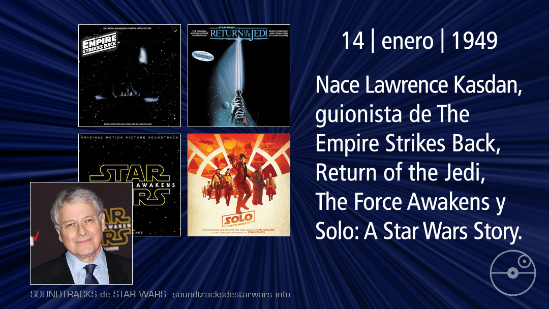 El 14 de enero de 1949 nace Lawrence Kasdan, guionista de cuatro películas de Star Wars.

On January 14, 1949, Lawrence Kasdan, screenwriter of four Star Wars films, was born.

#StarWars #LawrenceKasdan