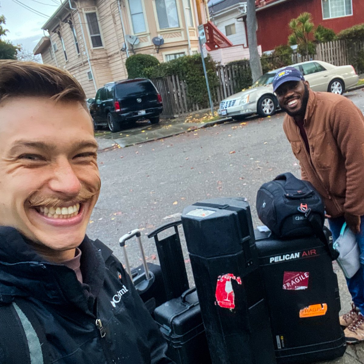 ucbsoj's tweet photo. 🎥 Behind the scenes in Portland with producer/directors Linus Unah and Buddy Terry (both '23) filming their thesis documentary about the lasting impacts of Oregon’s non-unanimous jury system. https://t.co/dTipZt7FNn