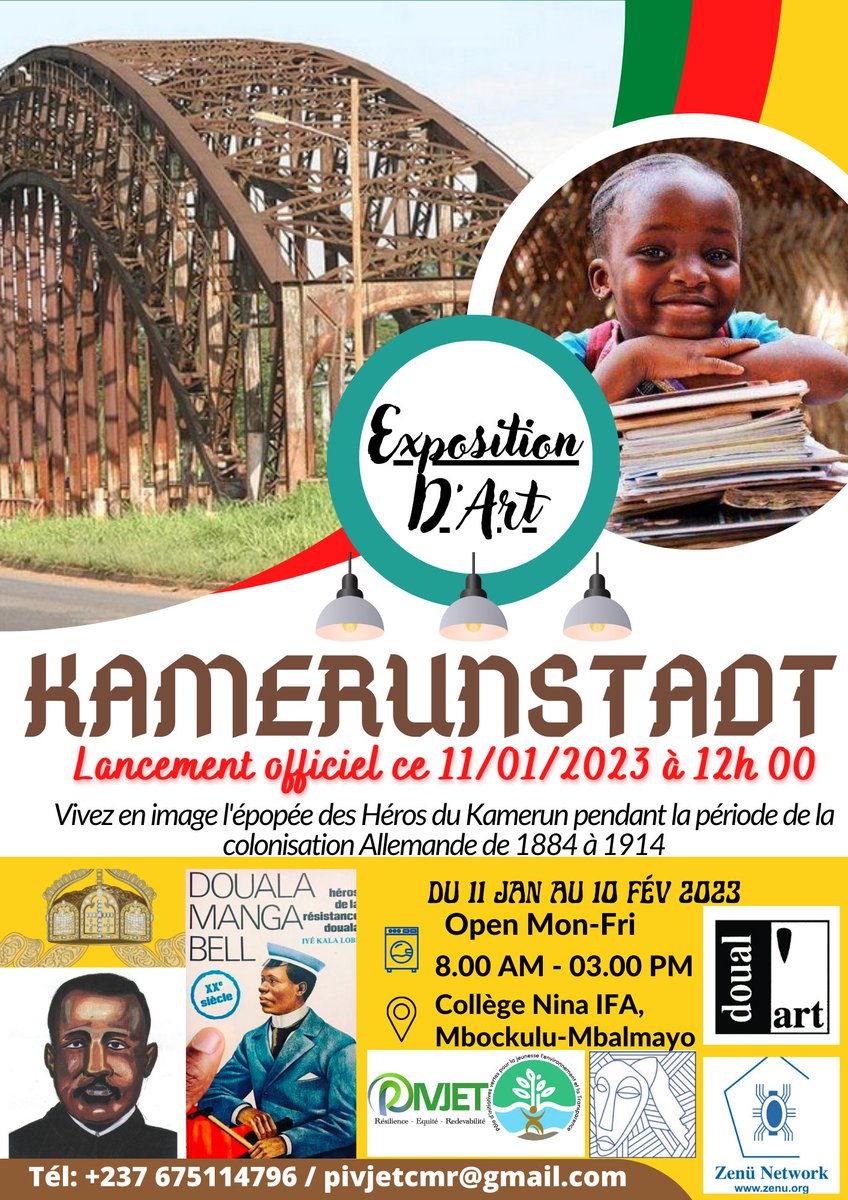 PIVJET's tweet photo. #KamerunStadt Exposition D'Art sur la rétrospective de l'époque coloniale Allemande. Figures historiques et héroïques et rôles des leaders coloniaux. Tout cela en photos qui racontent ces épopées. @zenunetwork @Doual'art @humaneesCMR @ajevoh @Apader4 @kfa @CRC https://t.co/o4NsDJRkVE