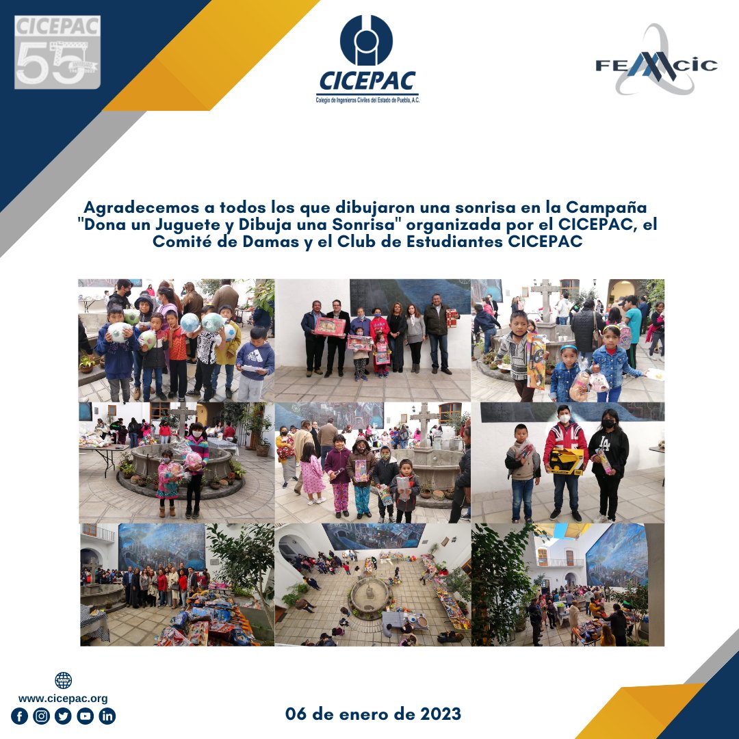 Agradecemos a todos los que dibujaron una sonrisa en la Campaña "Dona un Juguete y Dibuja una Sonrisa" organizada por el CICEPAC, el Comité de Damas y el Club de Estudiantes CICEPAC

#cicepac #femcic #femcicsomostodos #ampi #cmic #canadevi #capac #cudaep #cime #cce #donación