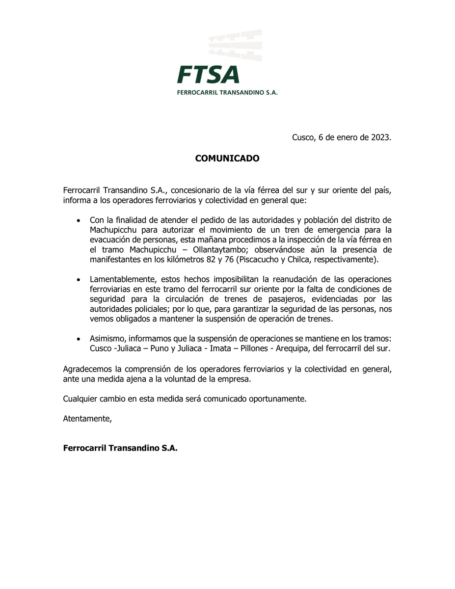 FTransandino's tweet photo. Ferrocarril Transandino comunica lo siguiente: https://t.co/mxTaxr1bvn
