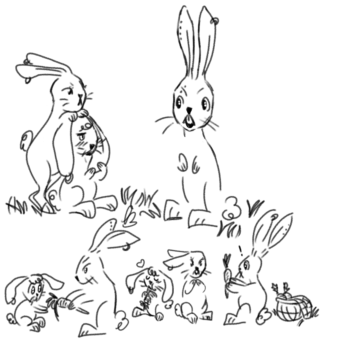 Lud55086506's tweet photo. Another doodle for rabbit year! First meeting beetwen bunny jk and bunnies leeknow and changbinnie #btskz https://t.co/vSaPnzg3rt