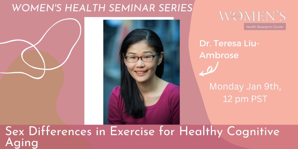 #WHSS starts back up on Jan 9th! @UBC_CogMobLab will review the role of #exercise in promoting #brain outcomes in older #adults. She will also highlight potential #sexdifferences in exercise efficacy and windows to intervene for #females. Register: bit.ly/3ezHT4p