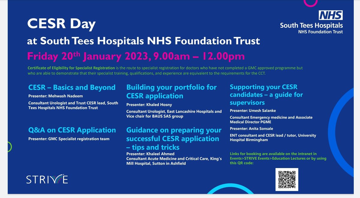 Mehwash Nadeem (@mehwash_nadeem) on Twitter photo Fantastic opportunity for CESR aspirants & supervisors to get an insight on CESR process& learn tips &tricks to develop successful CESR application!Email postgrad team <a href="/SouthTees/">South Tees Hospitals</a> to register
Excellent speakers <a href="/_khaledhosny/">Khaled Hosny🦅🇪🇬</a> #Umesh Solanki #KAhmad
@RobJimFleming <a href="/JennieWinnard/">Jennie</a> Fantastic opportunity for CESR aspirants & supervisors to get an insight on CESR process& learn tips &tricks to develop successful CESR application!Email postgrad team <a href="/SouthTees/">South Tees Hospitals</a> to register
Excellent speakers <a href="/_khaledhosny/">Khaled Hosny🦅🇪🇬</a> #Umesh Solanki #KAhmad
@RobJimFleming <a href="/JennieWinnard/">Jennie</a>