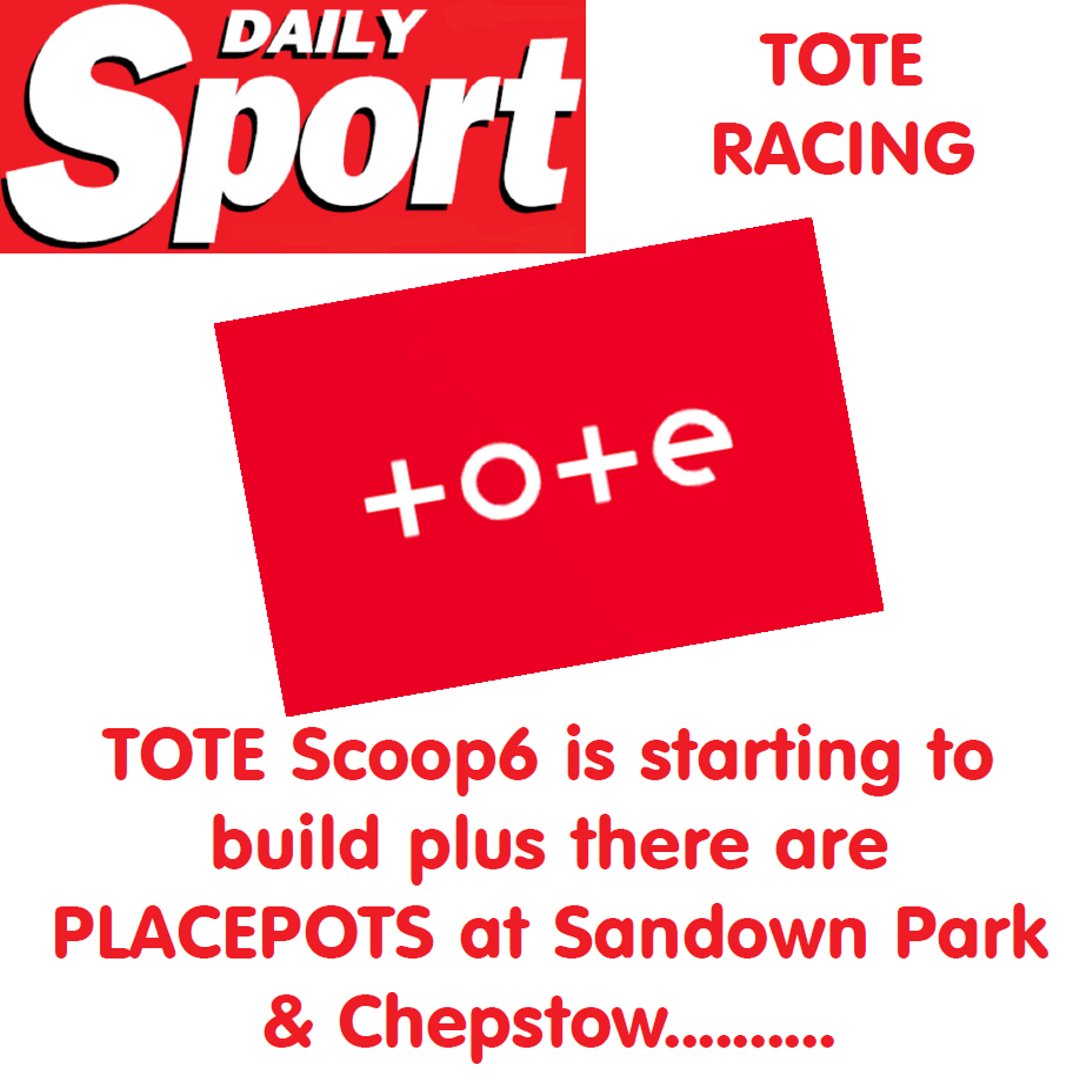 Daily_Sport's tweet photo. #TOTE Scoop6 is starting to build + PLACEPOTS at Sandown Park & Chepstow this weekend https://t.co/MFzg12nBUY @toteracing #HorseRacing #Betting #Odds #Tips #FormGuide #DailySport #TheSport #WeekendSport #TheRacingPaper #Bookies #Winners #TotePool #Scoop6 #FridaySport #RT https://t.co/QjweBmPrwN