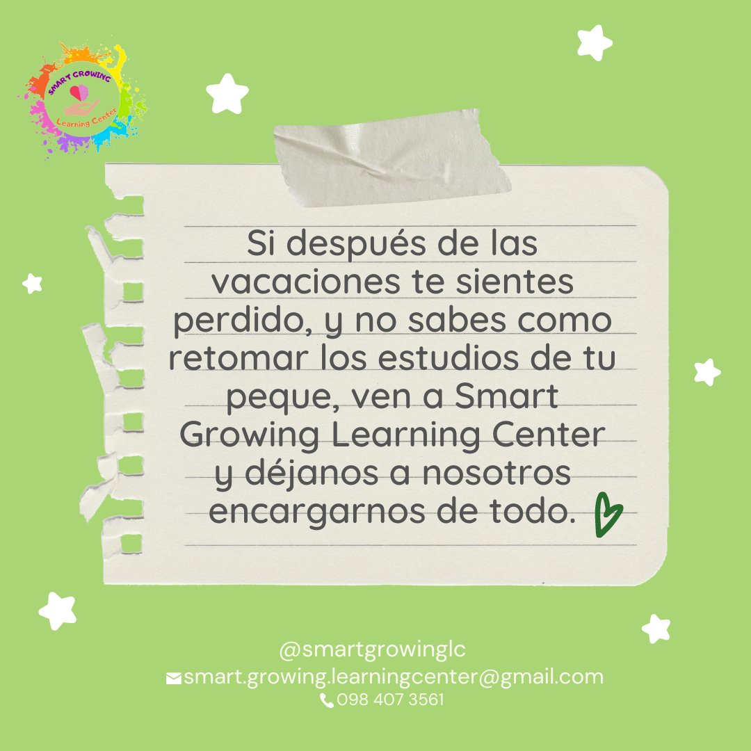 SmartGrowingLC's tweet photo. La mejor opción para retomar los estudios de tu peque es Smart Growing Learning Center ¿Qué estás esperando para escogernos? ¡Inscríbelos ya! 🌈👩🏻‍🏫🫶🏼 #smartgrowinglearningcenter #estudios #iniciodeaño #tareasdirigidas #estimulaciontemprana #estimulaciónacadémica #Psicologia https://t.co/ofVJWXXDrb