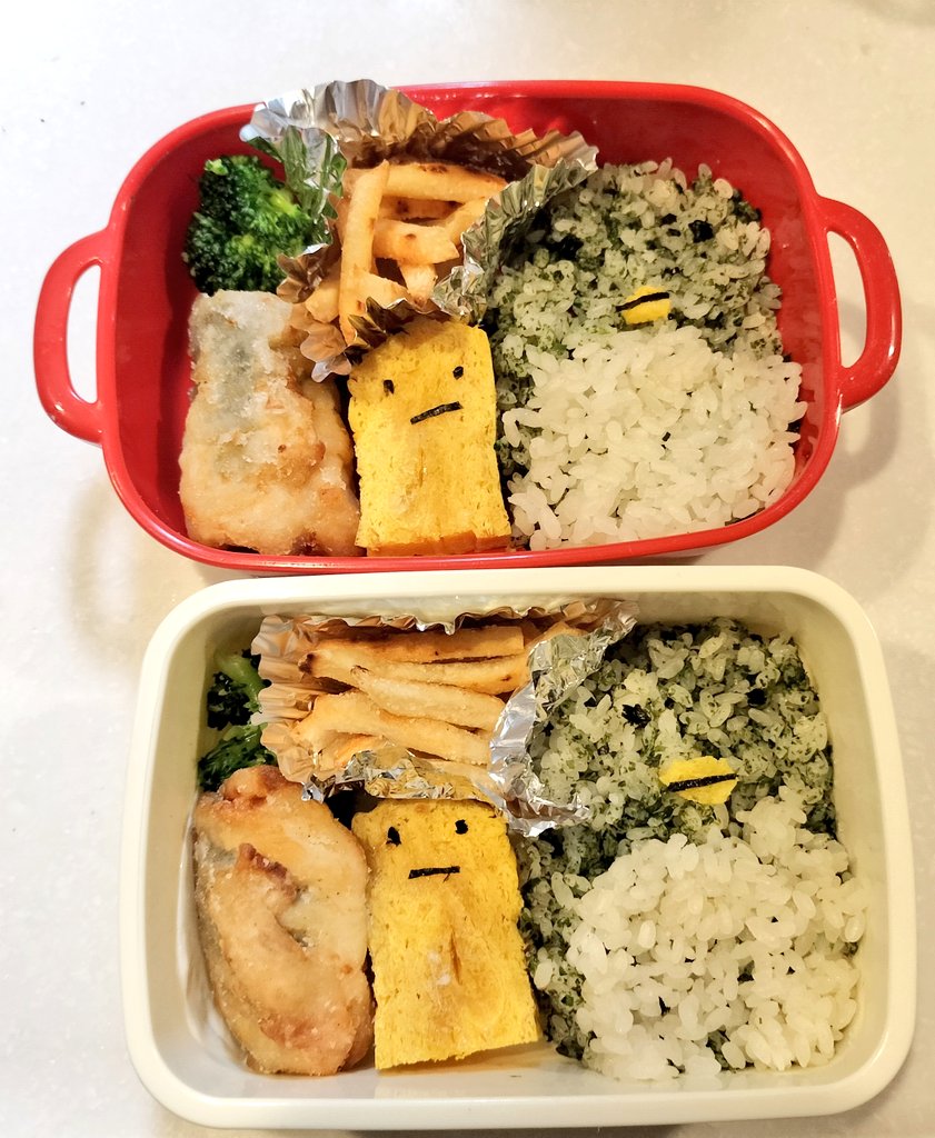 ym43241208's tweet image. キャラ弁　うまくなりたい(　･ิω･ิ)
#すみっコぐらし弁当
#キャラ弁
#ぺんぎん？
#タピオカ
