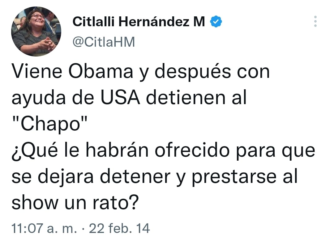Viene Biden y después con ayuda de USA detienen a Ovidio.

Oye <a href="/CitlaHM/">Citlalli Hernández Mora</a>, ¿qué le habrán ofrecido para que se dejara detener y prestarse al show un rato?