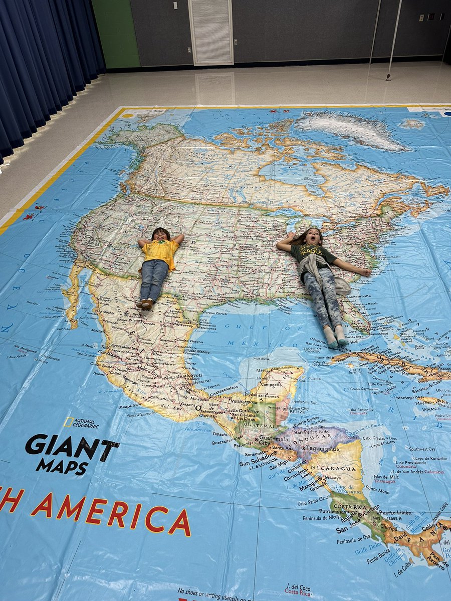 grechterman's tweet photo. My tiny minions helped me setup our giant map today! I can’t wait for all the students to see and interact with it! #NISDssignite @NISDElemSS #giantmap #teacherkids @NISDForester https://t.co/LZFQoKhGqn