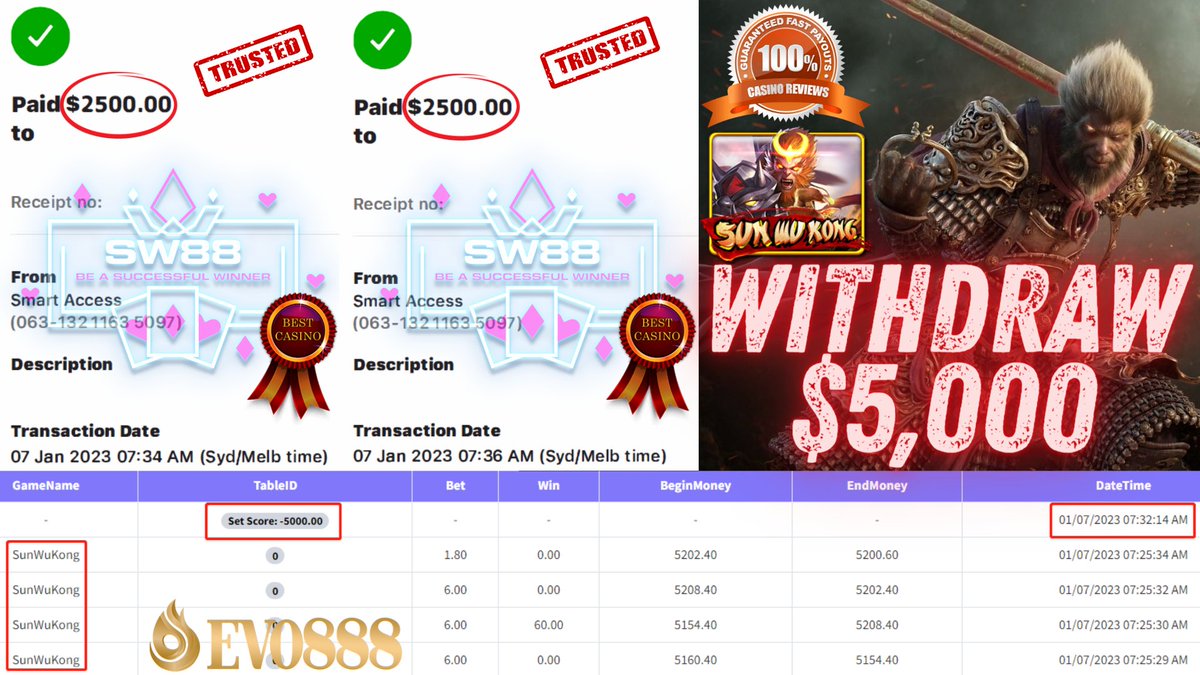 AusSw88's tweet photo. 🔥Congratulations SW88 Member Having a Big Withdraw🔥

🎮 Product – Evo888
🎰 Game Tip : Sun Wu Kong
💰 Deposit - $300+20%
💰 Big Win - $5,000
⚠️Just Deposit 3 Time

☎️Please Contact Our Customer Service To know More Information‼️
📲WhatsApp CS - https://t.co/B8eXCad1Il https://t.co/SXiUDVdVVs