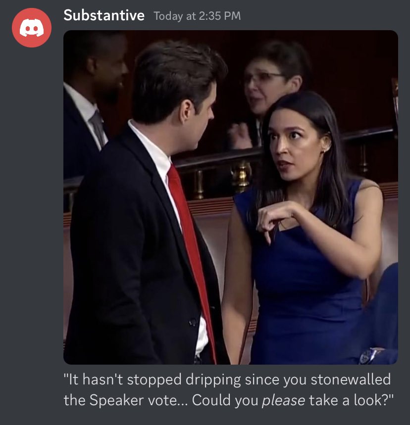 SensibleEcon101's tweet photo. Discord moment with @mattgaetz and @AOC 

#SpeakerVote 
#Speakerofthehouse https://t.co/ojvVfozRAa