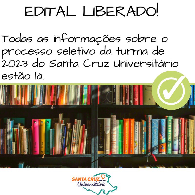 SantaCruzUnive2's tweet photo. ESPALHA PRA GERAL QUE SAIU O EDITAL com as informações do processo seletivo para a turma de 2023!

Leiam com atenção, separem os documentos, fiquem de olho nas datas e já manda para aquele amigo que você sabe que também tem interesse. 

Qualquer dúvida, só falar!!

Link na bio 🤩 https://t.co/qpo3CfDtY3