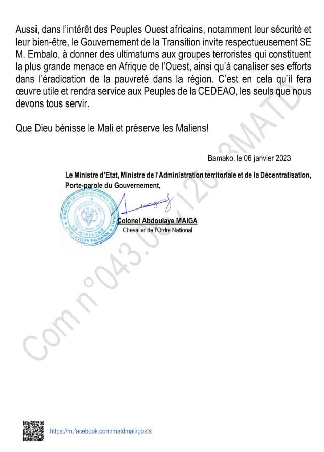Gal_Abd_Maiga's tweet photo. COMMUNIQUÉ No 043 DU GOUVERNEMENT DE LA TRANSITION https://t.co/ehuNOjFC46