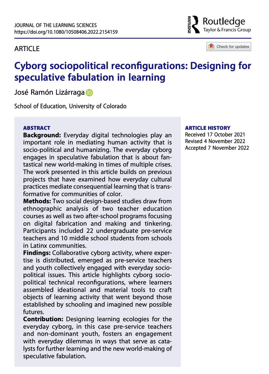 Thrilled to announce that this article is now published! This is a deeply important piece for me; personally, methodologically, theoretically. 

I have 50 free reprints available for friends and family. DM me if interested.