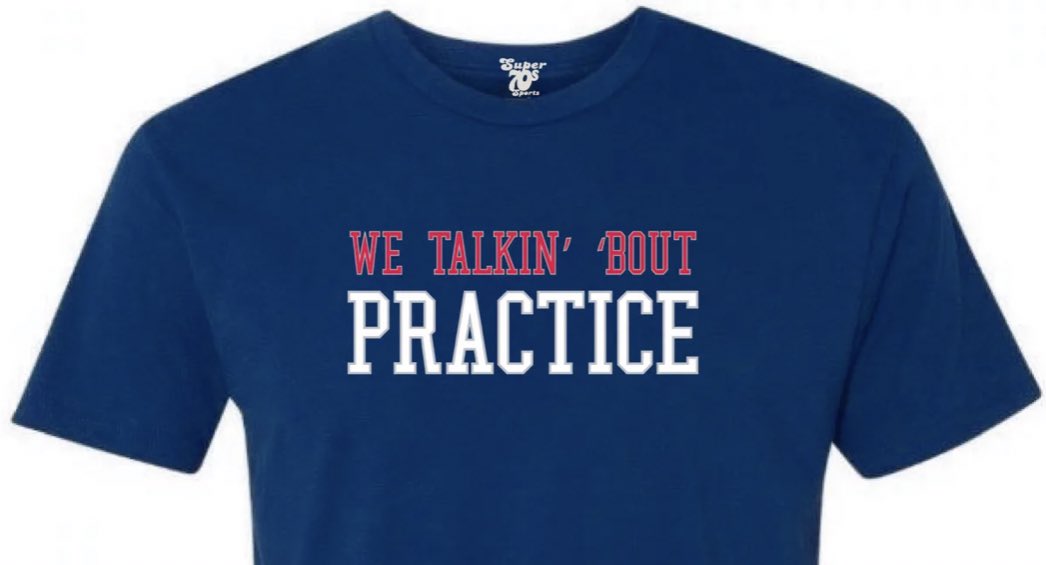 “Listen, we talkin’ about practice. Not a game. Not a game. Not the game. We talkin’ ‘bout practice, man. What are we talkin’ about? Practice? We talkin’ ‘bout practice, man.”

👉 super70ssportsstore.com/products/talki…