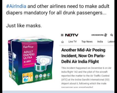 ThinkingGuy6's tweet photo. Why must all adult men in the planes of #AirIndia and other airlines be asked, if at all, to wear diapers because of one Sanskari Sanatani Shankar Peeshra?
We must first stifle the gaumutra craze in Moijee's India.
#ShankarChatsOut #Shankar #AirIndiaExposed #AirIndiaMustAnswer https://t.co/0pHVWfdAMW