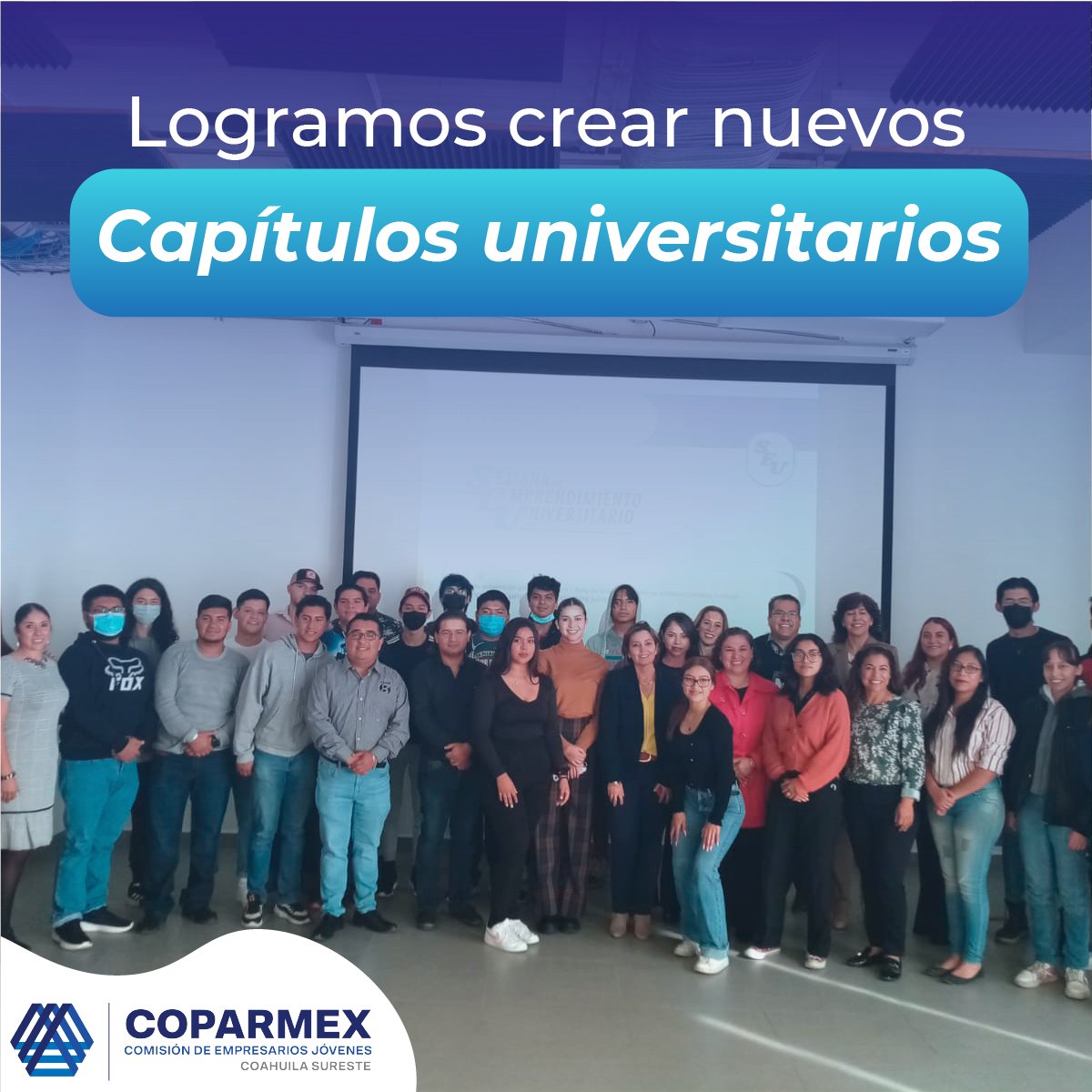 🏅¡ESTOS SON NUESTROS LOGROS!

En capítulos universitarios logramos pasar de tres capítulos creados a nueve instituciones en las que tenemos presencia y estamos por firmar 10 capítulos más en Escuelas y Facultades de la Universidad Autónoma de Coahuila.