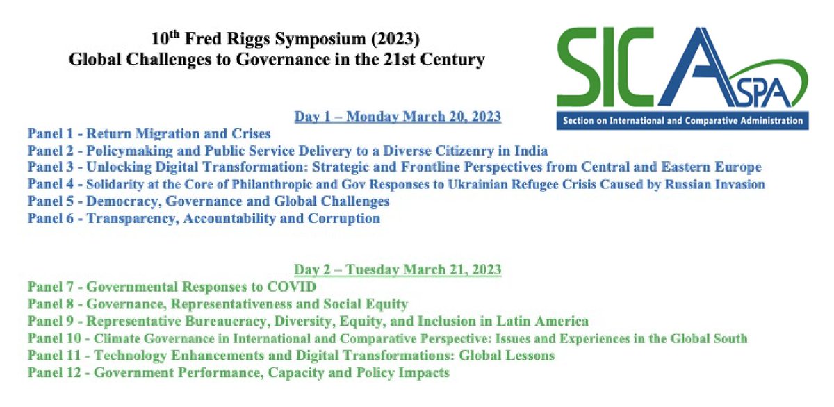 AroonManoharan's tweet photo. 12 panels with participants from 30 countries. Topics on #transparency #equity #climate #pandemic #refugees #migration #performance #technology. Congrats to all presenters! Thanks to committee members @cristina_stk @DrYeoJW @RBello_Gomez Charlene Roach @RumkiBasu2 @msabharwalutd https://t.co/n0OGcdsZMz