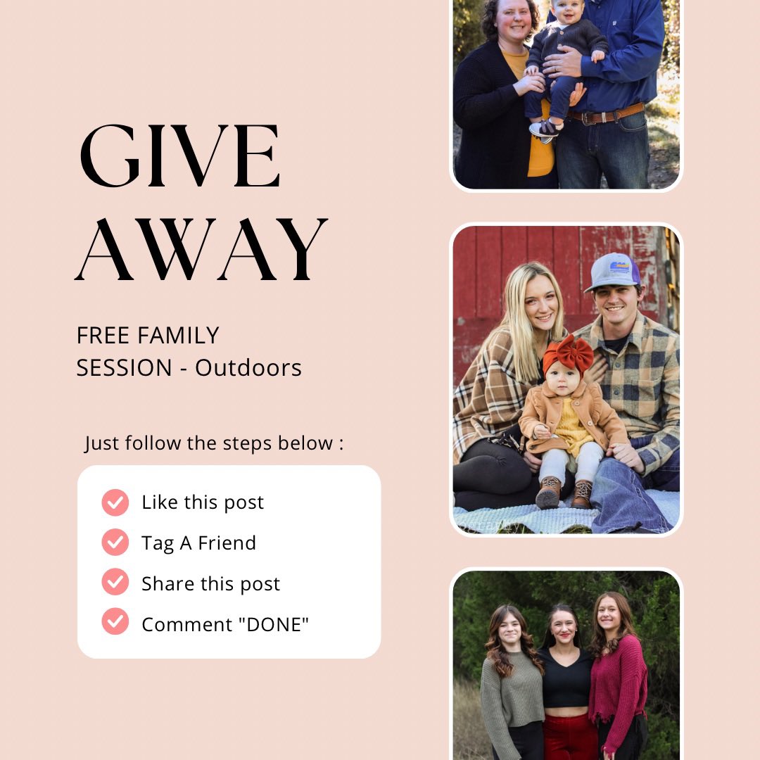 LolasPhoto's tweet photo. NEW YEAR GIVEAWAY ✨✨

Let’s bring in the new year with a chance at a free session! 
One hour outdoor family session. 25 images guaranteed. 

- Like This Post
- Tag A Friend 
- Retweet 

I WILL BE CHECKING!!

Winner will be announced on Friday January 13th, 2023 🫶🏼📸 https://t.co/fW6TiUcGjq