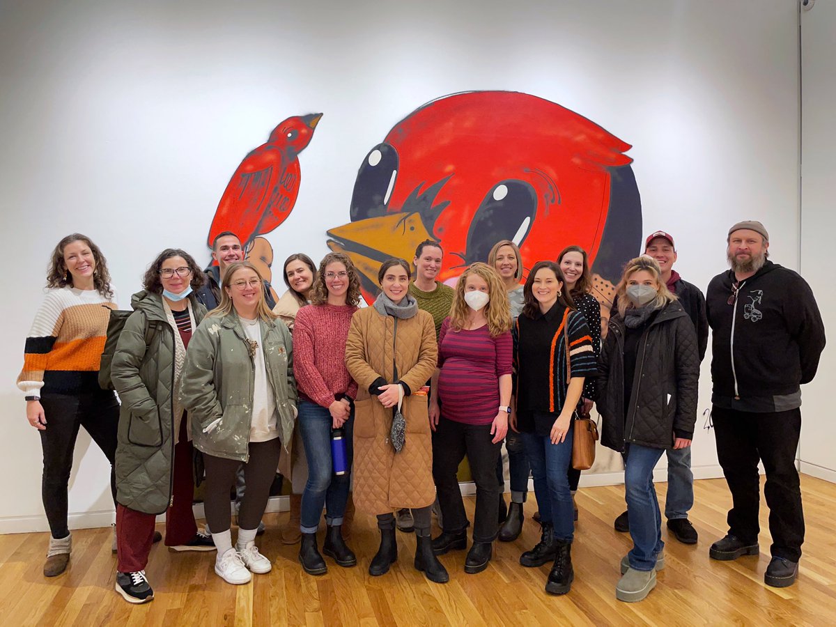 Congratulations @sentrock on your amazing premier exhibition @ElmhurstArt museum. The art staff @OakPark97 were inspired by the origin story of the #BirdCitySaint as part of our professional development day. #D97art #WeAreD97 #OakPark97 #Sentrock