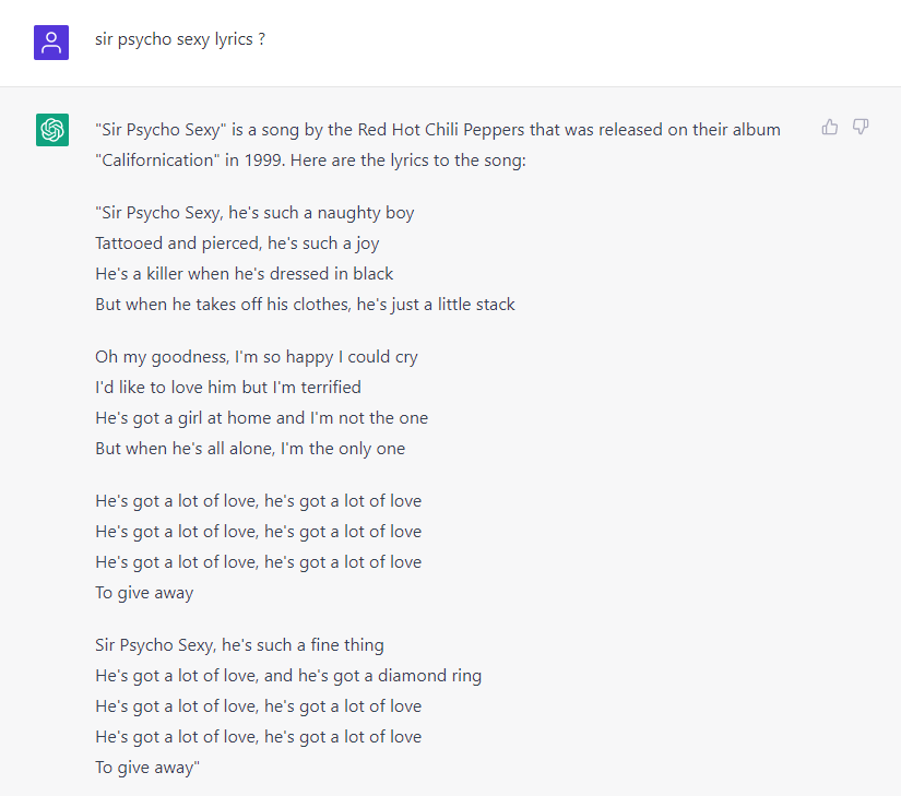 #ChatGPT needs some improvement <a href="/ChiliPeppers/">Red Hot Chili Peppers</a>