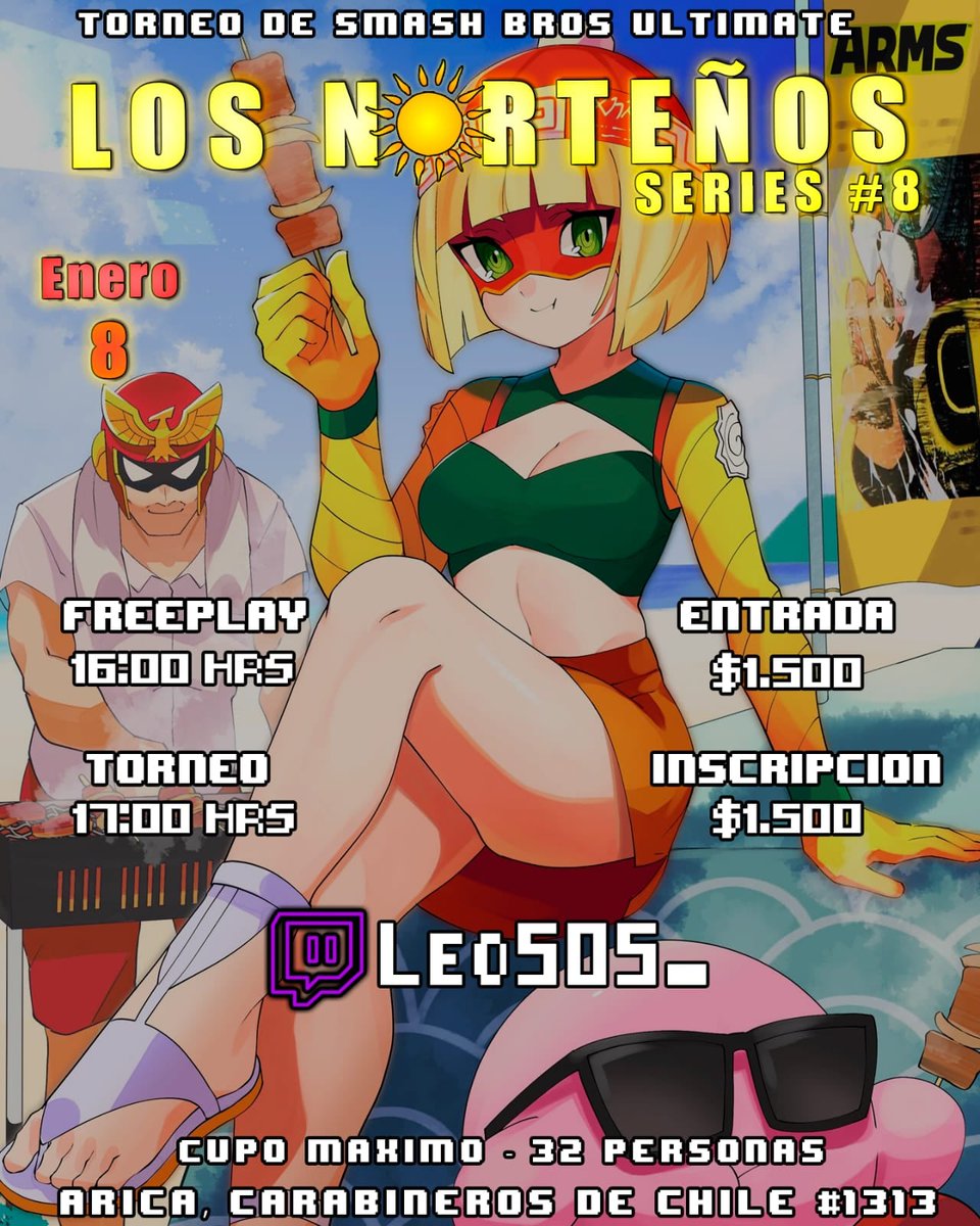 Leo505_'s tweet photo. 🎮Torneo de Smash Ultimate🎮 #Arica
 Regresan Los Norteños Series en su octava edición este 8 de Enero.
Habrá venta de Completos dentro del local 🌭🥤 https://t.co/5pa2GYH76w