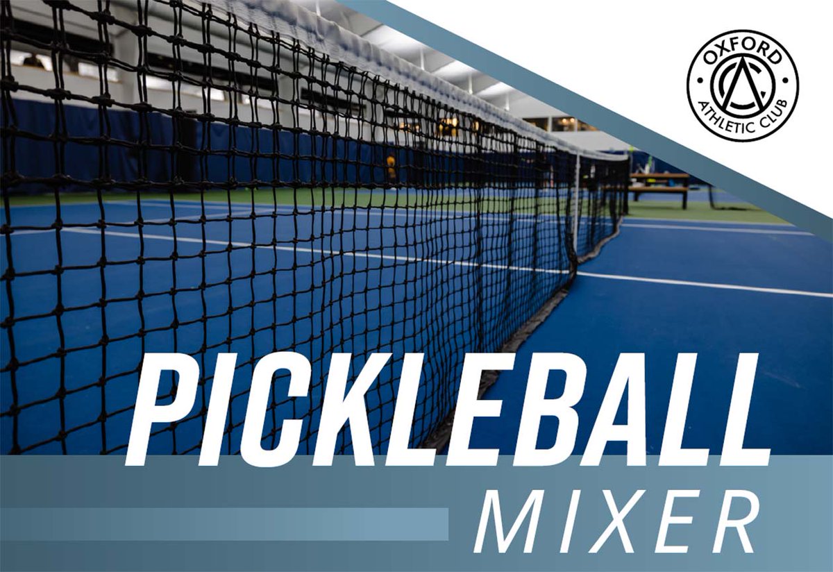 AspirationalPCP's tweet photo. Join us @OxfordAthletic January 27 @ 6:00pm for a FREE Pickle Ball Mixer open to all. Join us for casual games and a solid workout. Afterwards meet new friends. Pickleball: 6pm - 7:30pm, Mixer In Cafe: 7:30pm - 8:30pm RSVP Free https://t.co/zSc8phaZ8e https://t.co/NUHrln9fja