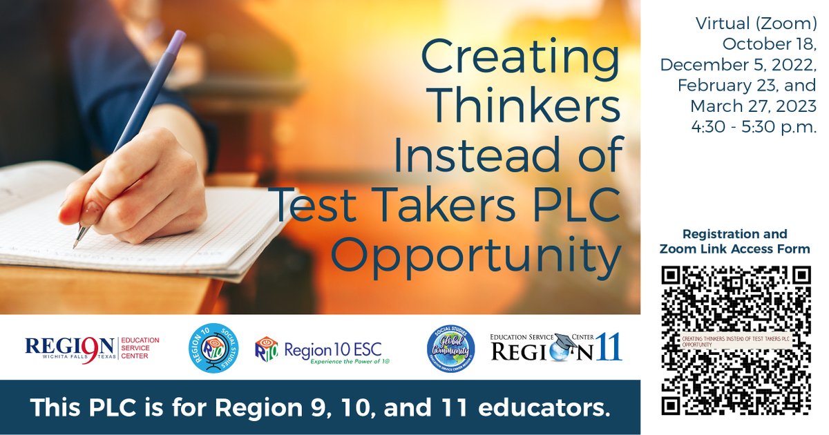 Creating Thinkers instead of Test Takers- Region 9, 10, and 11 educators are meeting as a PLC on zoom to collaborate and share the most updated info on STAAR New Item Types. We would love for you to join us on March 27th! Register here: forms.gle/fsLzZi4tSWtYEp…
