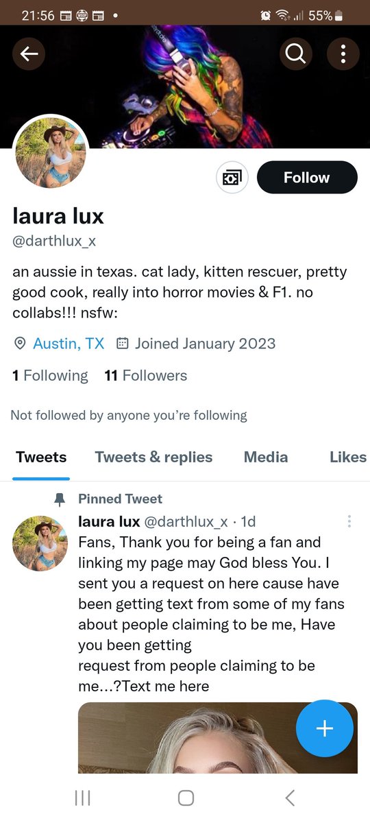 pipmuckle77's tweet photo. @DarthLux I think someone might be trying set up a fake account of you https://t.co/m9J2DhRUzw