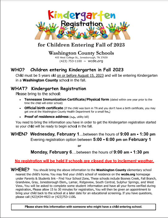 Kindergarten Registration time is here!!!