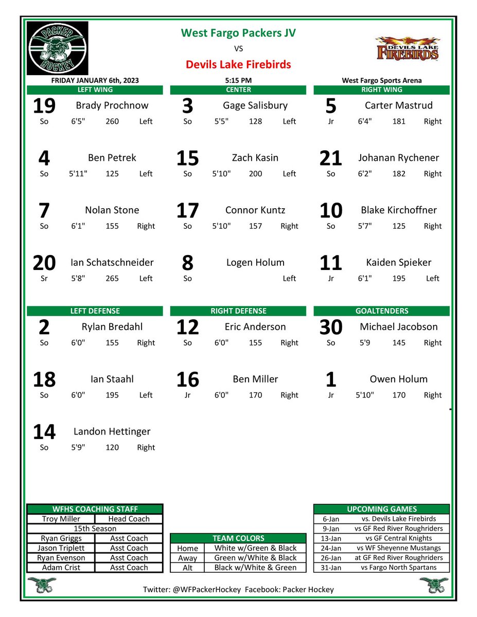 WFPackerHockey's tweet photo. ⁦@WFPackerHockey⁩ JV vs ⁦@devilslakeboysh⁩  JV https://t.co/XgwbCW4H3t