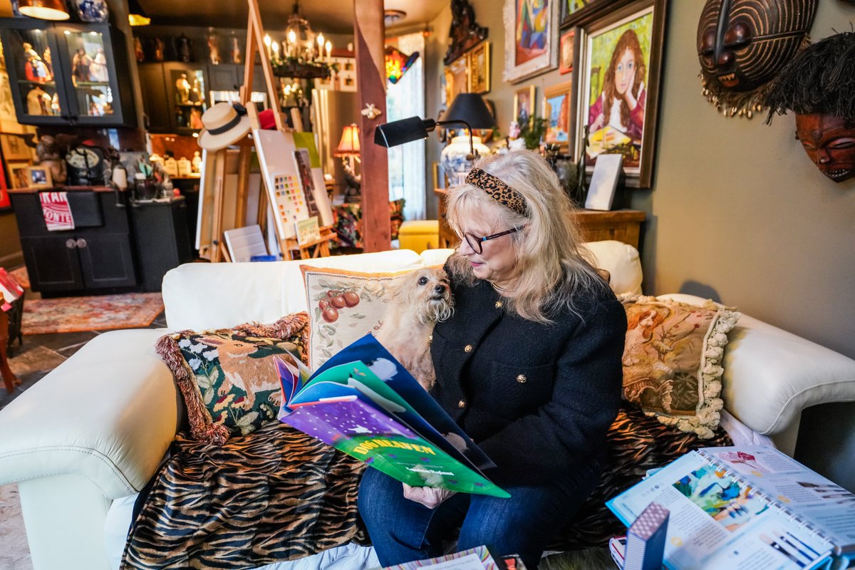 PET TALES: “When Mommy says, “let’s go in the studio,” she opens the big doors and in I run. My bed is over by the window with the lace curtain. I cuddle up for a while.” Read Phoebe and Eowana's story: womencreate.com/pet-tales/phoe… #dogs