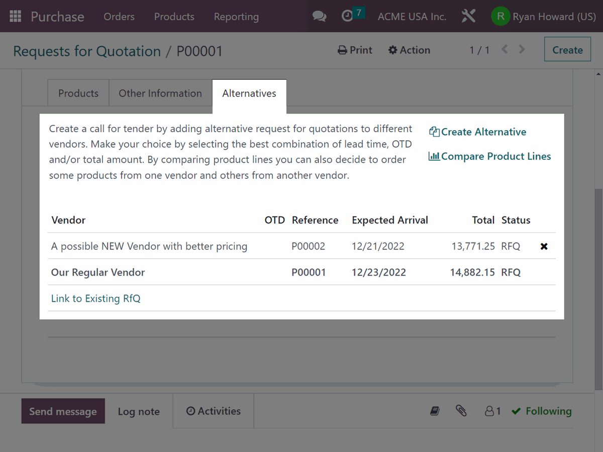 Odoo's tweet photo. Meet #Odoo 16

Faster management of alternative purchase options!

- create a "call for tenders" to get the best product!

- quickly compare prices

- split the PO if only some products are cheaper

#better #management #technology https://t.co/VvUY1bIQH1