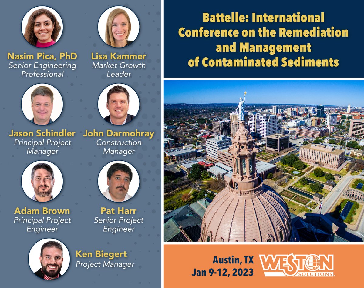 WestonSolutions's tweet photo. We are excited to be attending and #sponsoring @Battelle's Eleventh International Conference on the Remediation and Management of Contaminated Sediments. We look forward to networking with and presenting to the finest minds in science and engineering from around the world. https://t.co/SZw27xY8Q7