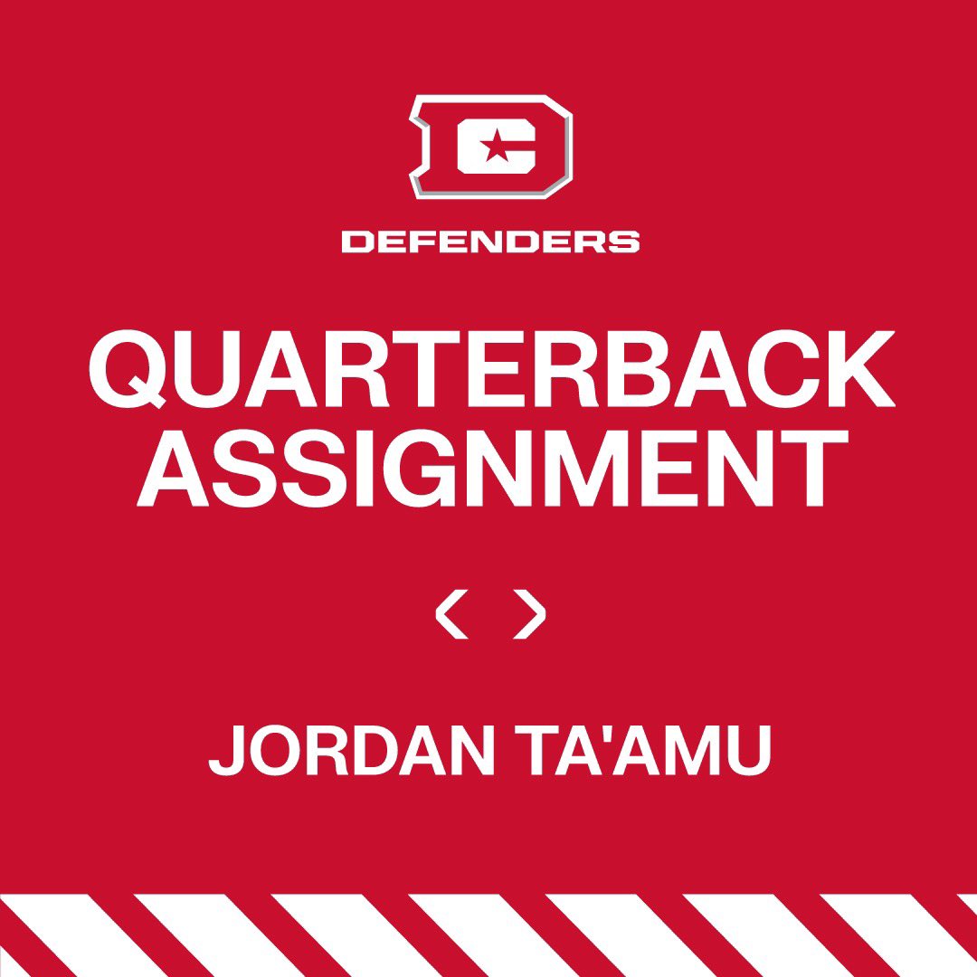 UFLDefenders's tweet photo. .@JTaamu10 has a new home, and it’s D.C. 🫡

#XFL2023 https://t.co/LJYjrlm5SE