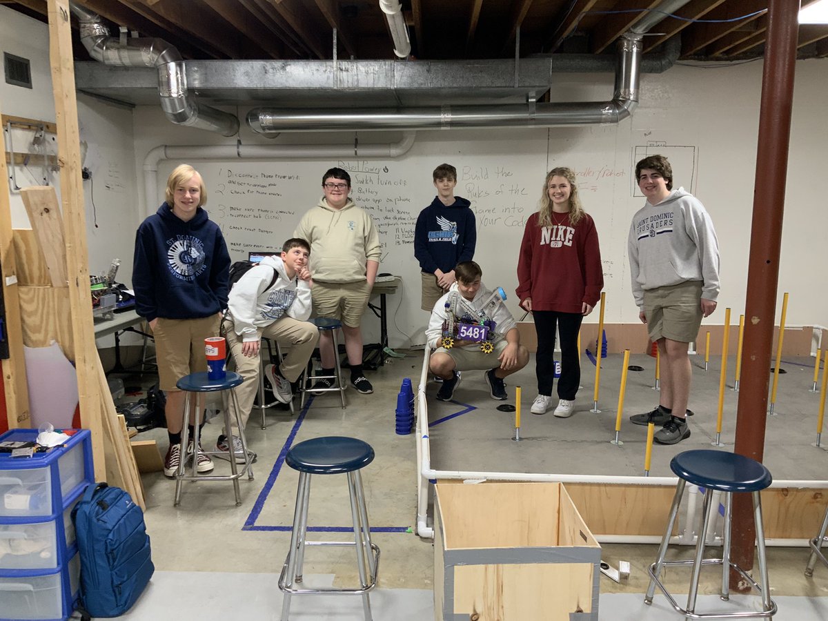 SDHS__robotics's tweet photo. The St. Dominic Robotics Team is preparing for their meet tomorrow! We can’t wait to collaborate with the other teams there. #stem #robotics #FIRST @FTCMO https://t.co/4IuAppA1Nj