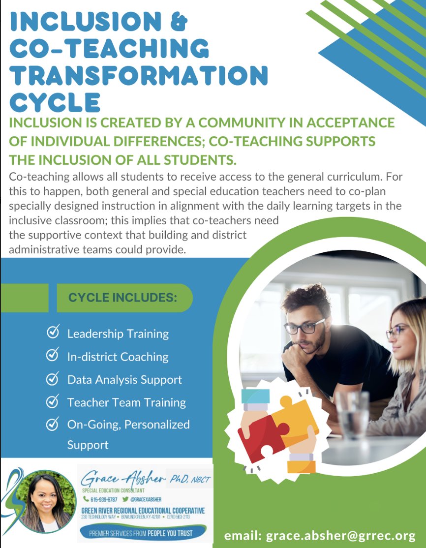 Let us be your partner in supporting teachers to provide inclusive practices through effective co-teaching. It's time for a systemic approach to change. #allstudents #systems4change
<a href="/GRRECKY/">GRRECKY</a>