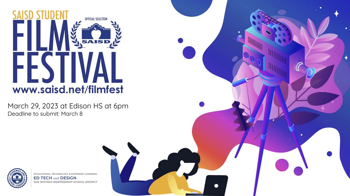 Ernest Gonzales (@ergoedu) on Twitter photo The @saisd Film Festival is here! Start working on your films for March 8 deadline. Go to saisd.net/filmfest for rules before you start. Earn a  chance to win $1000 grant from <a href="/SAISD/">San Antonio ISD</a>Foundation The @saisd Film Festival is here! Start working on your films for March 8 deadline. Go to saisd.net/filmfest for rules before you start. Earn a  chance to win $1000 grant from <a href="/SAISD/">San Antonio ISD</a>Foundation