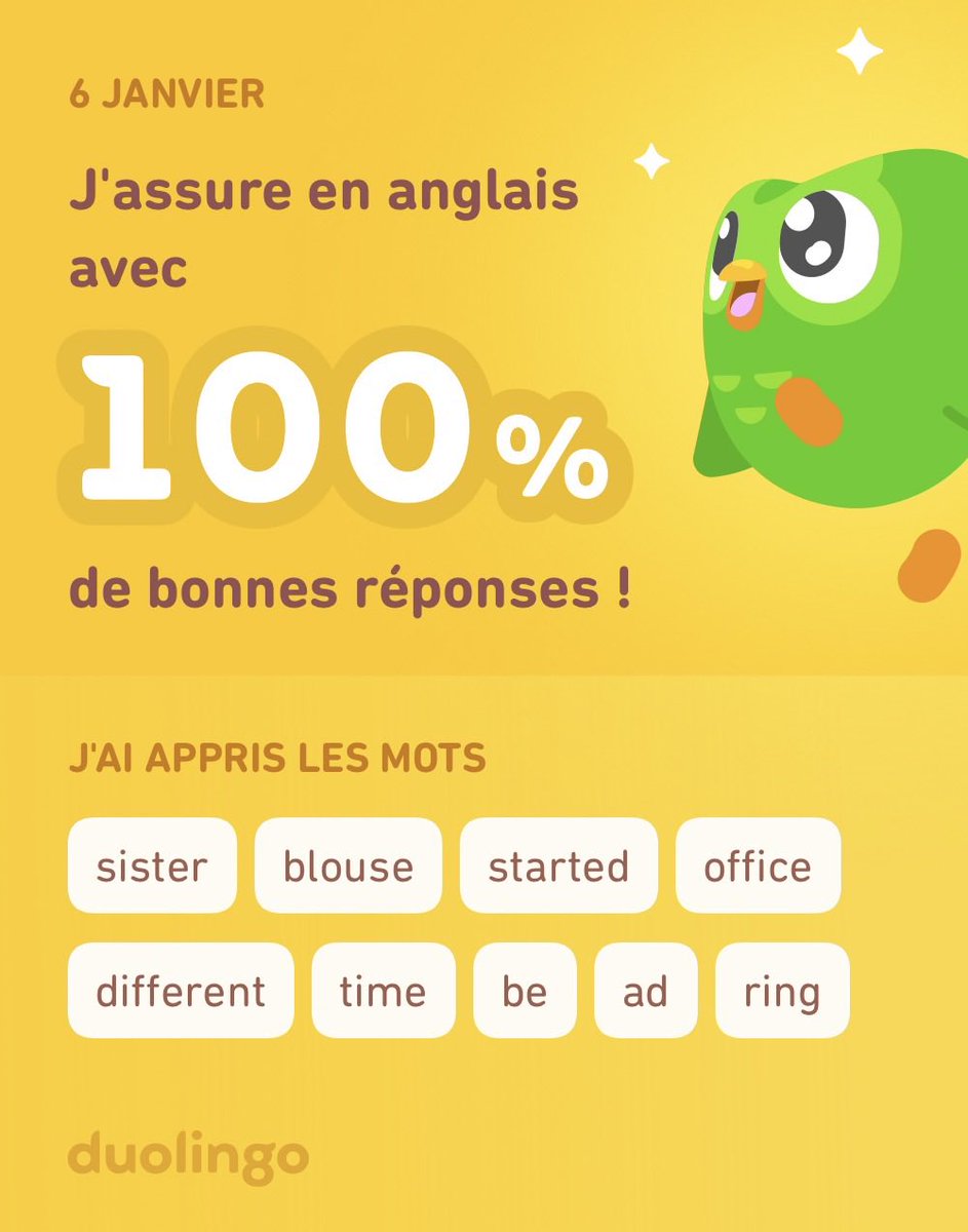 J'apprends l'anglais avec Duolingo ! C'est gratuit, fun et efficace.