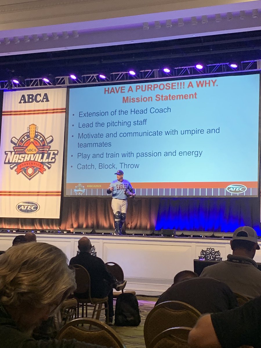 Cool listening to my former head coach and my coaching mentor speak on the main stage at ABCA! Hard to match his passion, energy, and one liners <a href="/catchblockthrow/">Tom Griffin</a>