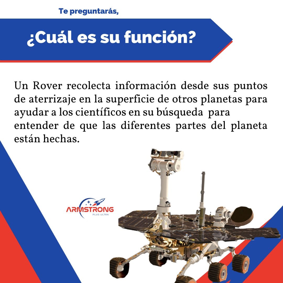 ArmstrongIpl's tweet photo. ¿Sabes qué es un Rover y para qué funciona? 🤔

Aquí te lo explicamos. 🚀

#AprendeConArmstrong #STEMSPACE #NASA #HERC #NasaHumanExplorationRoverChallenge https://t.co/AoWNyNQEMV