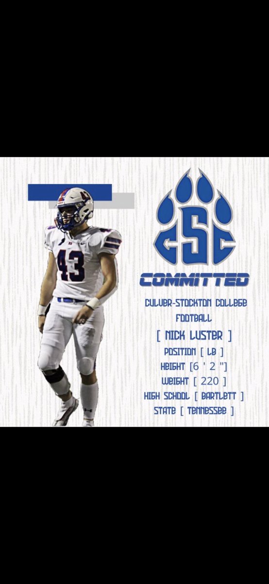 NickLuster2's tweet photo. 1000% committed!! Let’s get to work💙 @Coach_Frink @CSCwildcatsFB @WeAreBartlettFB https://t.co/X3UiRVtZks