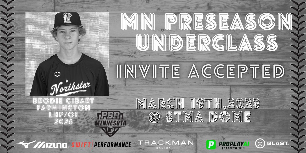 PrepBaseballMN's tweet photo. 🚨 Invite Accepted 🚨

Preseason Underclass

'26 Brodie Gibart, LHP/OF, Farmington

@lefty_bgibs 
@_FHSBaseball 
@NorthStar__BB https://t.co/fHNwgCyVlW