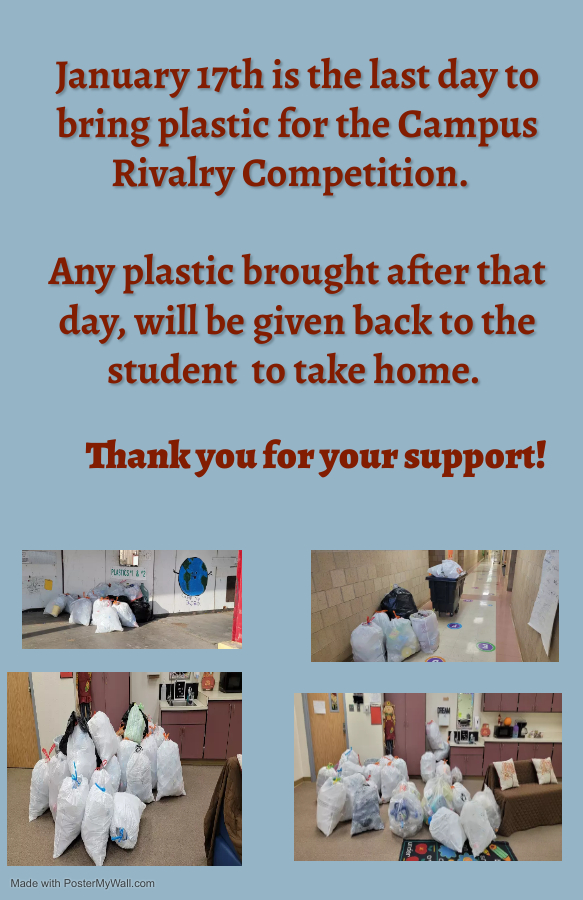 CavazosES's tweet photo. Parents, thank you for the amazing amounts of plastic you have sent for our Campus Rivalry Competition! 

The last day to send plastic is January 17th! https://t.co/zkRWX9uZkj